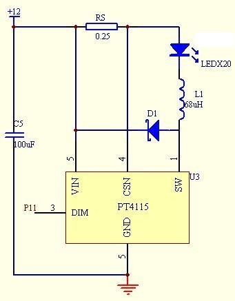 圖3 LED 恒流驅(qū)動(dòng)系統(tǒng)電路圖